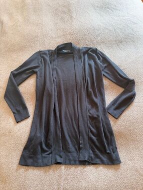 Mango Black Open-Front Cardigan Sweater